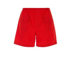 Prada Men Red Cotton Bermuda Shorts